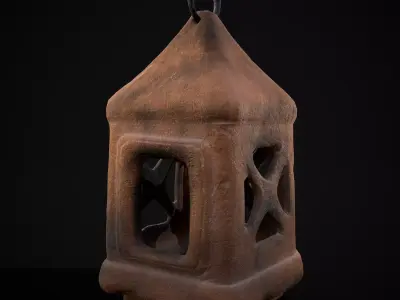 Clay Lantern Low-poly 3D model