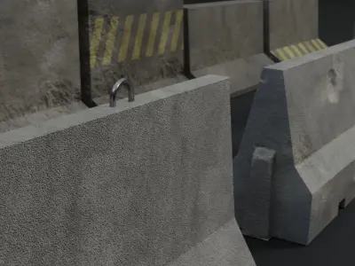 Concrete Barrier Set  Low-poly 3D model