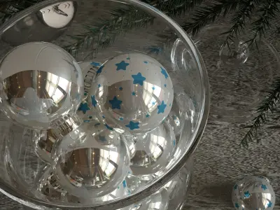 New Year set of decorations 3D model