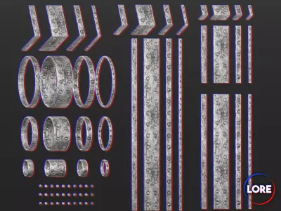 Medieval Essentials Metal Brackets Building Set Low-poly 3D model