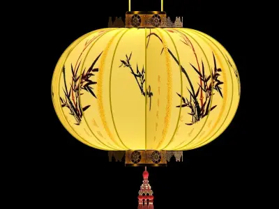Chinese Red Lantern 3D model 7