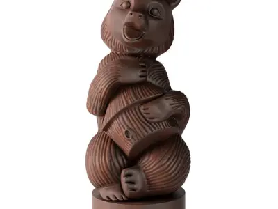 Wooden sculpture Bear 3D model