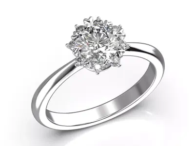 Engagement Solitaire Ring with 6mm stone 3D print model 3D print model