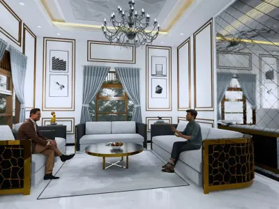 Luxury Interior Design Guest Room Living Room 3D model