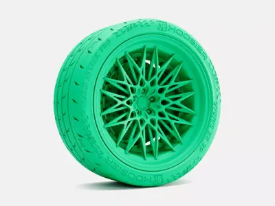 20x10 Rotiform QLB Wheel Hoosier Track Attack Pro Tire 3D print model