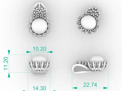 Halo Diamond Pearl Pendant Necklace 3D print model