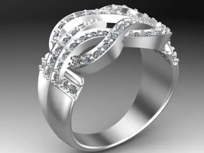 Diamonds Bend Ring 3D print model