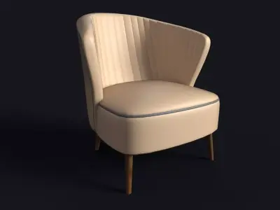 Game Ready Armchair 1 leather chair Low-poly 3D model