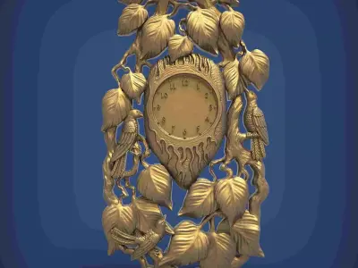 Carved clock for 3D printing and CNC 3D print model 9