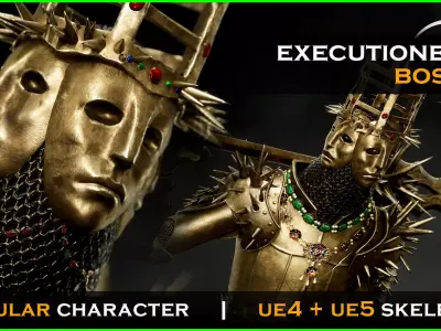 Dark fantasy Executioner - Executioner Prison guard - Game-ready Low-poly 3D model