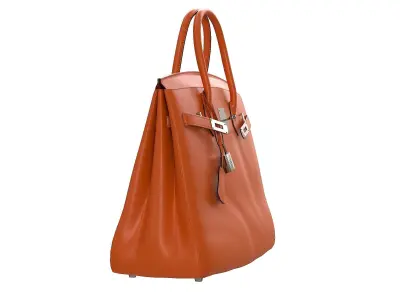 Hermes Birkin Bag Orange Leather Low-poly 3D model
