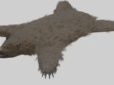 Taxidermied Deer Head Mount And Bear Rug With PBR Materials Low-poly 3D model