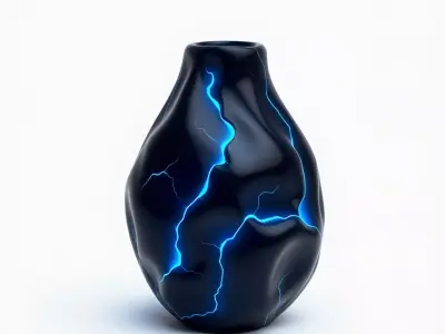 Abstract Glowing Electric Art Vase Low-poly 3D model