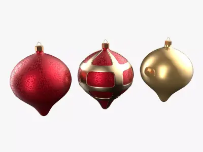 Christmas Tree Ornament Set8 - Red Yellow 3D model