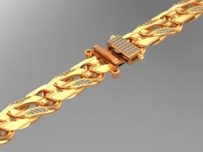 cuban chain diamond gold silver k001 new Stl 3D model