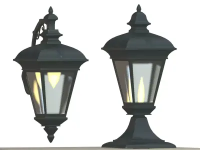 LightWall and Yard Low-poly 3D model