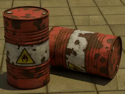 Barrels and Pallet Stylized Industial Pack Game-Ready  Low-poly 3D model