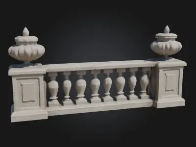 Marble Balustrade Design  Refined Sophistication in Classic Form 3D model