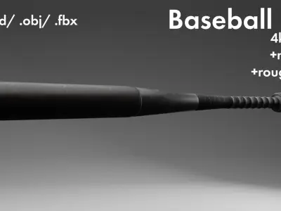 Baseball Bat Low-poly 3D model 4