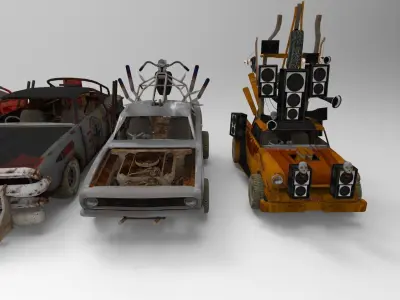 Demolition Derby Carss x 8 Low-poly 3D model