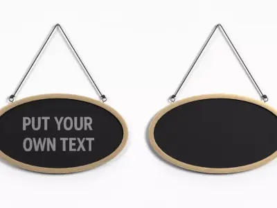 Display Sign - Oval Wooden Wall Message Board Low-poly 3D model