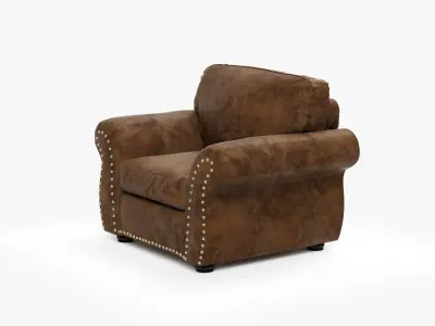 Brown Leather Sofa 3D model