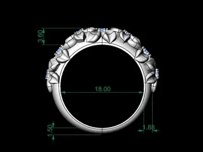 Ring with flowers Low-poly 3D model