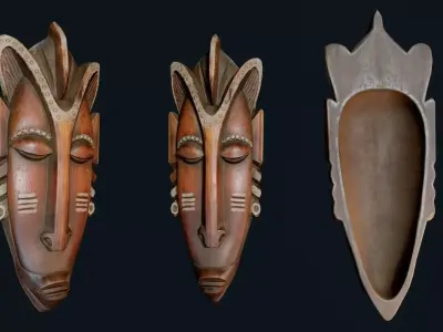 African Decor Mask 3 Low-poly 3D model