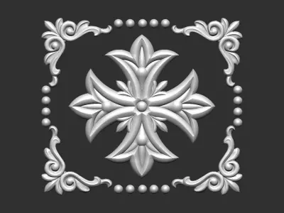 Cross relief church panel 3D model