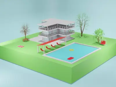 Villa Design Low-poly 3D model