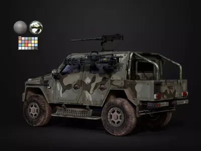 Military Car Truck Vehicle Game Ready Low-poly 3D model