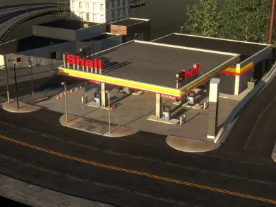 Gas Station Envronment 3D model