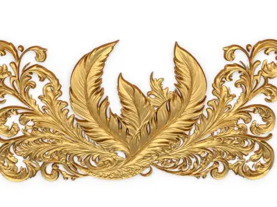 feather decor set wall panel 13 3D model