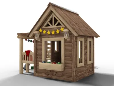 Winter Feeling Wood House For Christmas Low-poly 3D model
