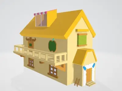 Little yellow cartoon house Free 3D model