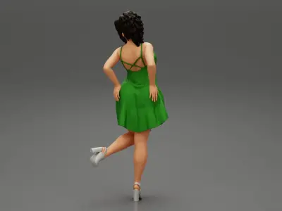 Sexy Woman In Dress Having Fun Holding One Leg 3D print model