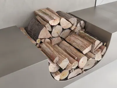 Decorative wall with fireplace set 14 3D model