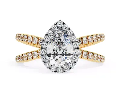 Pear diamond halo setting eternity ring for women 3D print model