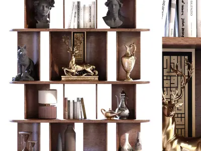 Shelf Partition with Statue set 773 Low-poly 3D model