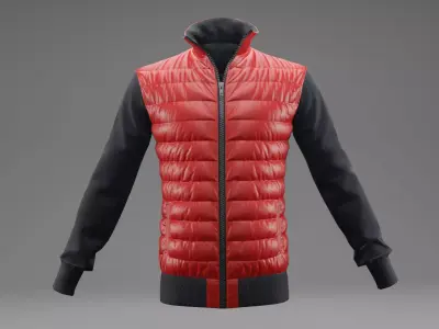 Winter jacket Red Low-poly 3D model