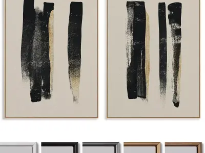 Abstract Painting Frame set 3D model 201