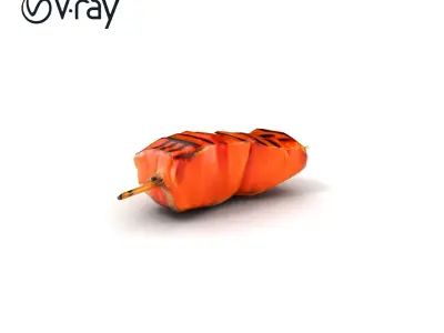 Realistic Salmon Kebab Grill Marks model pack Low-poly 3D model