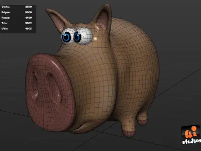 Cartoon Pig Low-poly 3D model buy