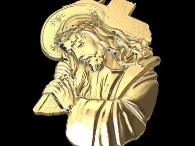  Jesus holding cross pendant 3D print model