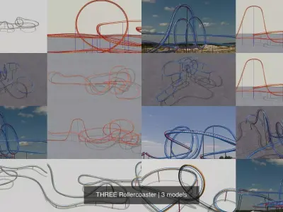 THREE Rollercoaster 3D Model Collection