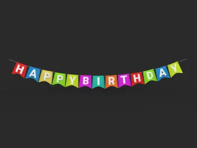 Happy Birthday Banner 3D model