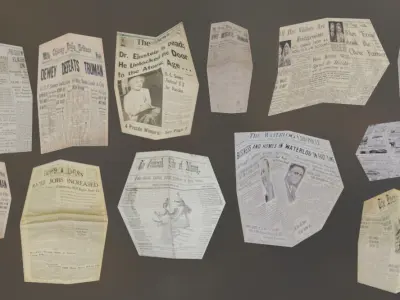 newspaper pieces Free low-poly 3D model