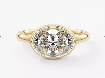 Oval diamond ring  01 3D print model