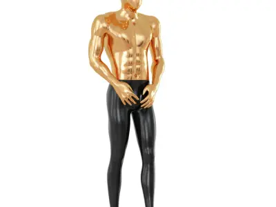 Abstract mannequin made of plastic and gold color 75 3D model