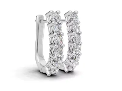 AV 706 Diamond Ladies Huggies Hoop-Earrings 3D print model